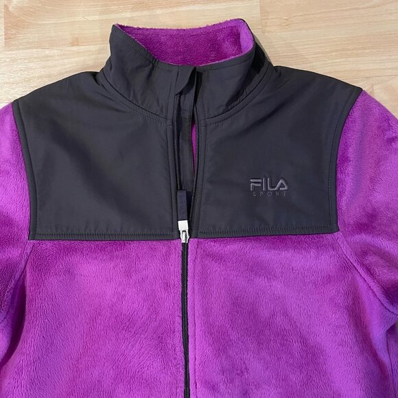 Fila Fuzzy Fleece Full Zip Jacket Purple S - Picture 2 of 8